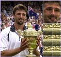 Goran enjoys the moment on Centre Court after winning the Men's Championships.